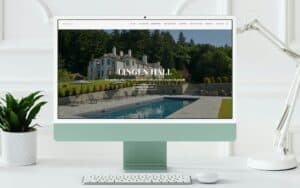 Luxurious modern house with outdoor pool at Lingen Hall, surrounded by greenery.