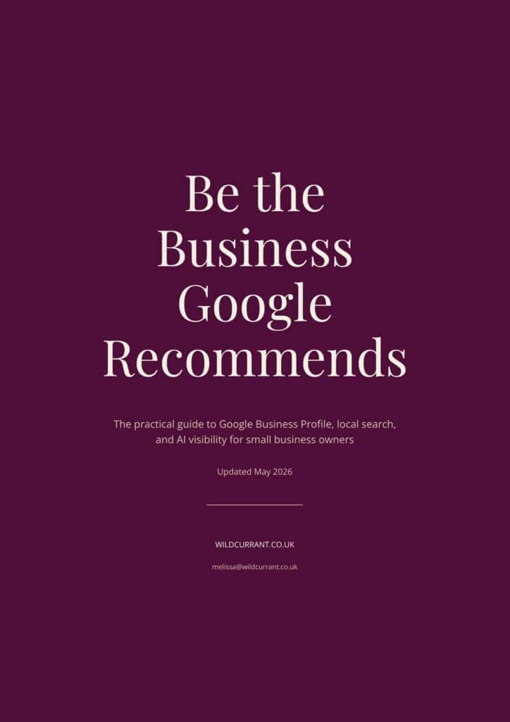 Be the Business Google Recommends: The Practical Guide to Google Business Profile Local Search and AI Visibility for Small Business Owners by Wildcurrent Marketing.