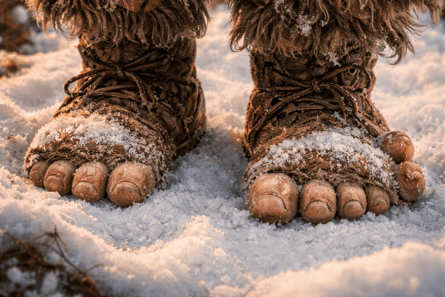 bobs weird feet in the snow
