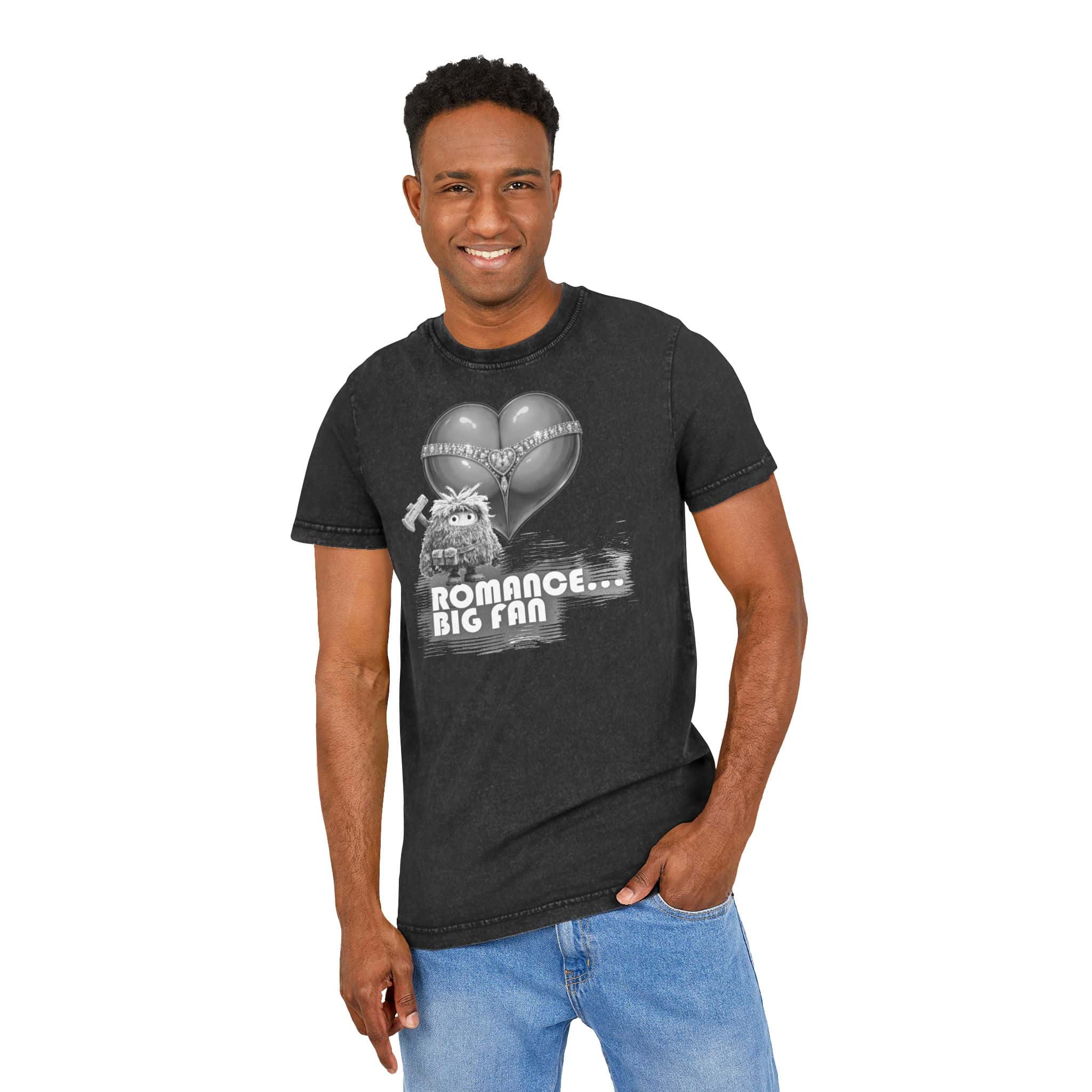 man wearing Bob romance tee