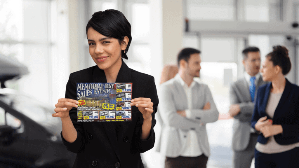 A happy customer brings her flyer in to the staffed event by Willowood Ventures. Direct <ail WIns