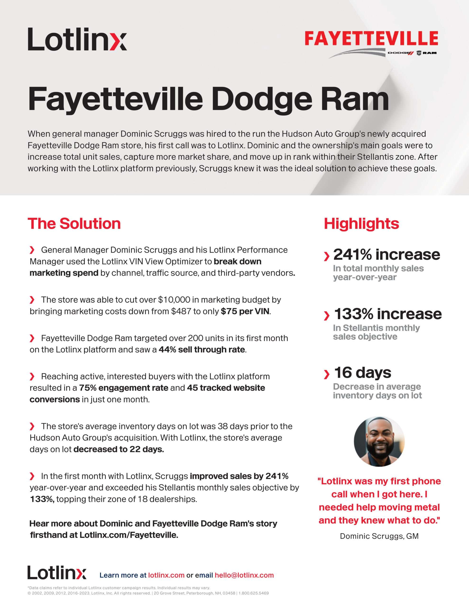 Fayetteville Dodge Ram boosts sales 241% with Lotlinx- Check out this Lotlinx Case Study