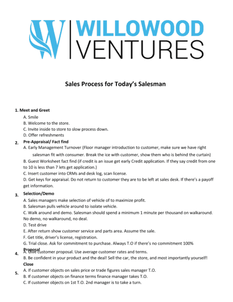 Car Sales Process. 5 steps is all it takes. Here's the breakdown