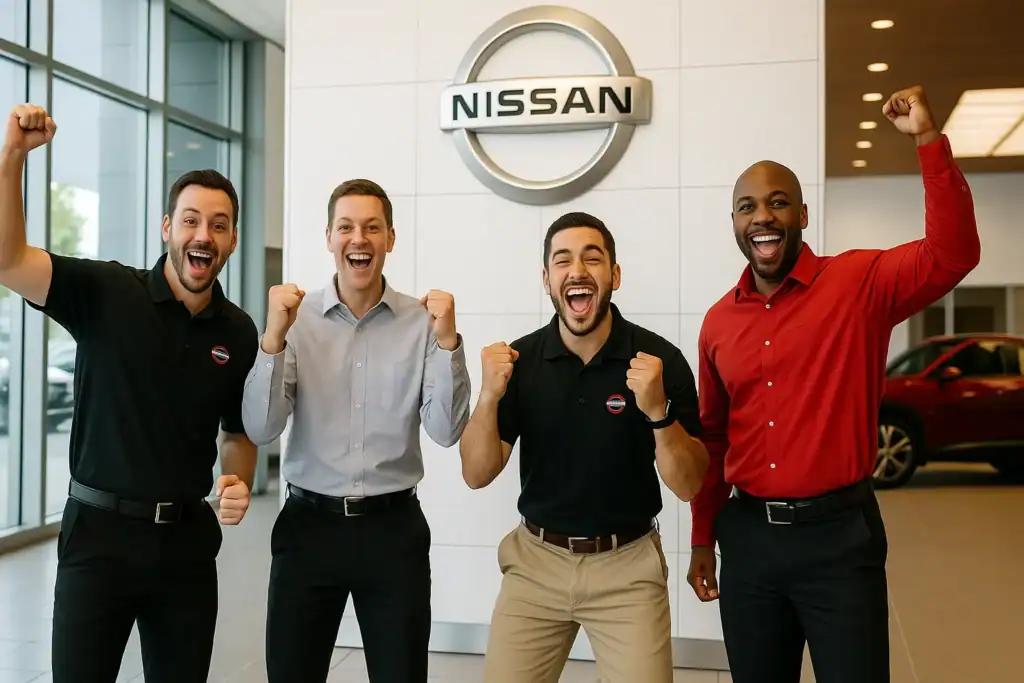 Nissan Sales Team Celebrating. Recruiting By Willowood Ventures