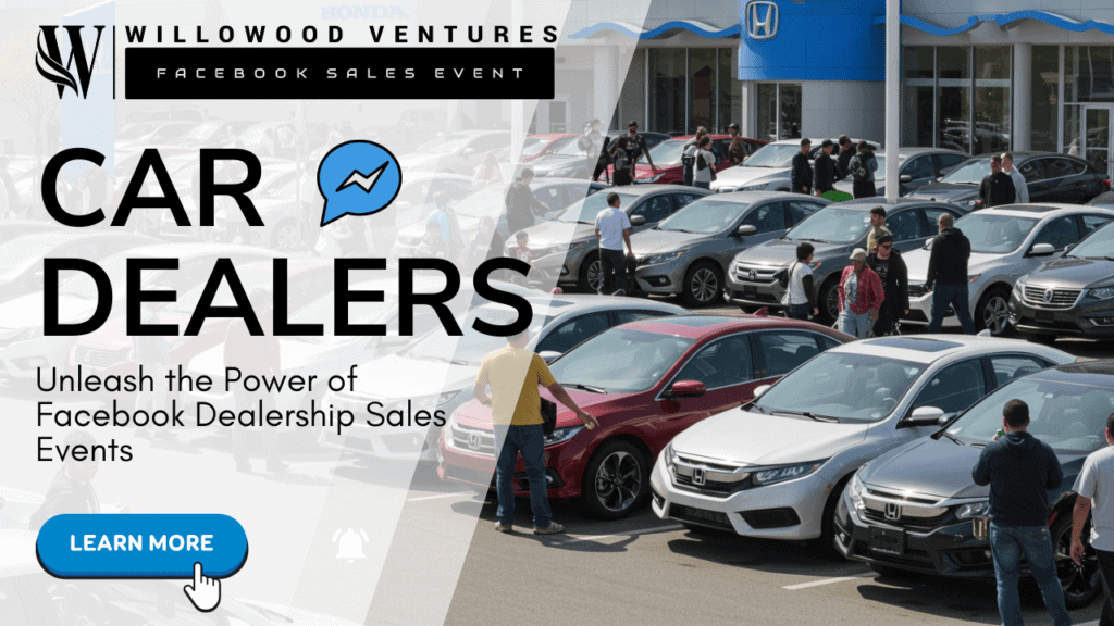 Facebook messenger icon car dealership event for Facebook sales promotion.