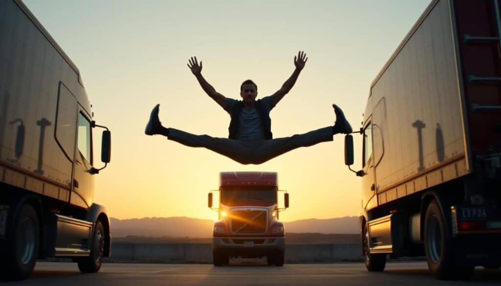 Jean-Claude Van Damme performing his epic split between two Volvo trucks