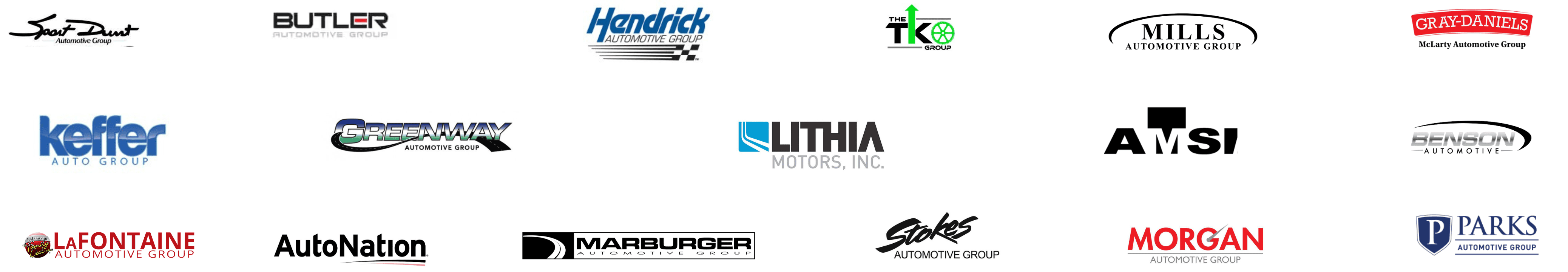 Major automotive groups we work with including AutoNation, Hendrick, Lithia Motors, Penske, and more