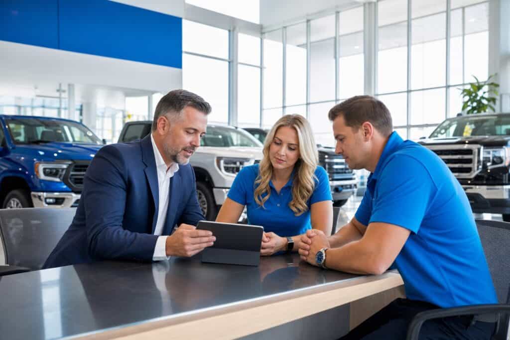 Dealership general manager evaluating a Facebook sales event company proposal