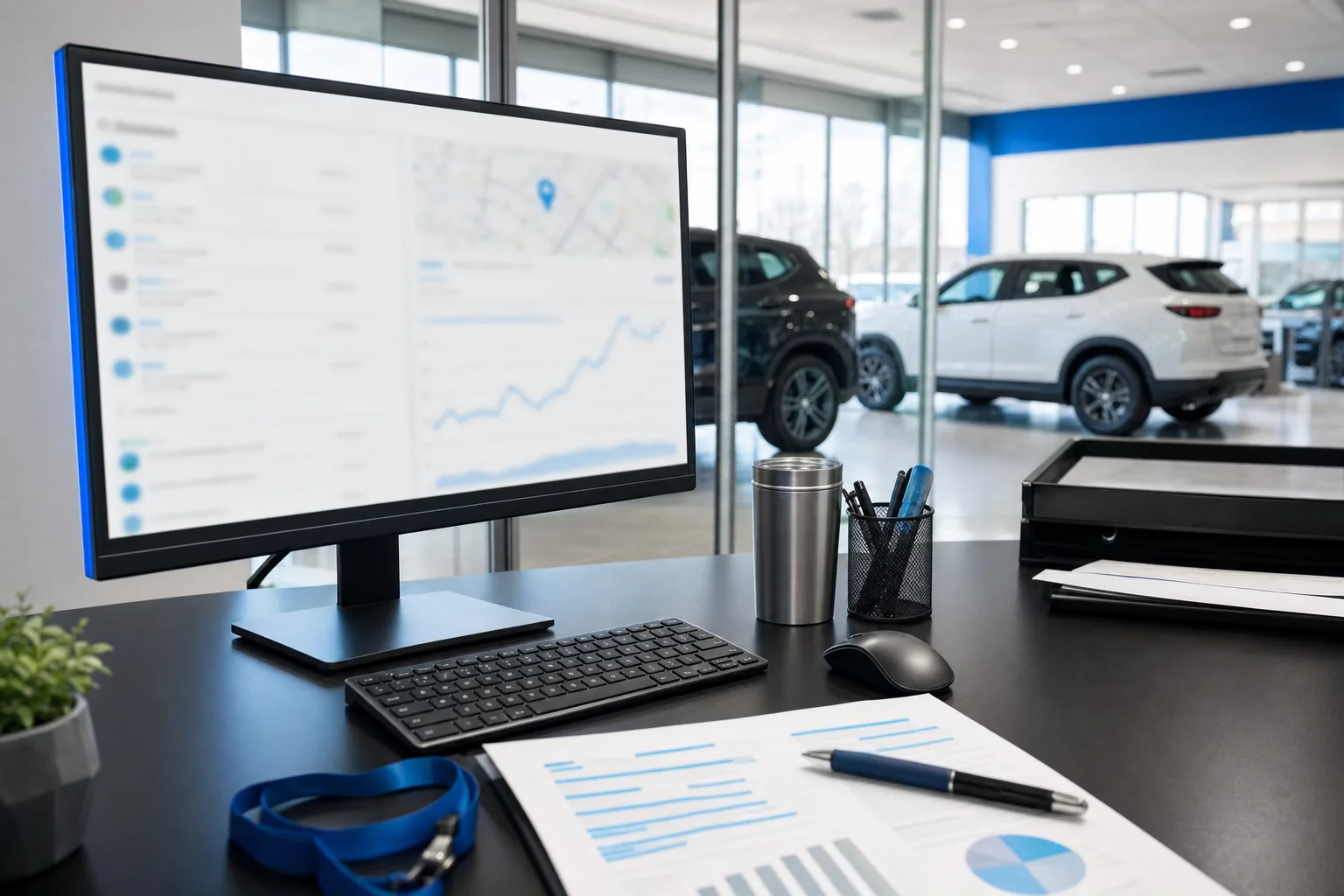 Dealership marketing illustration for a guide to automotive seo services and sales event planning