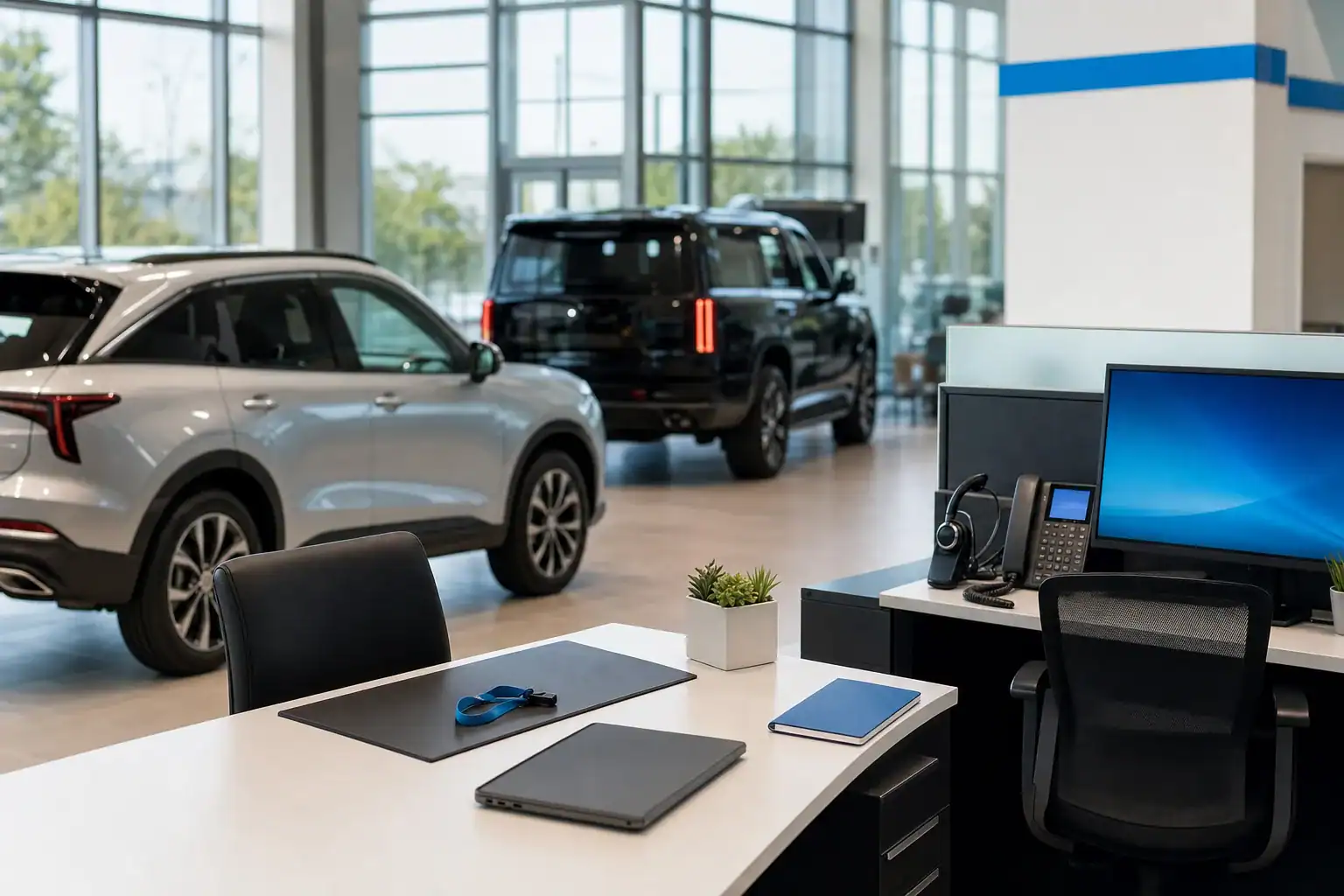 Car dealership showroom illustrating the staffed events vs facebook sales events decision
