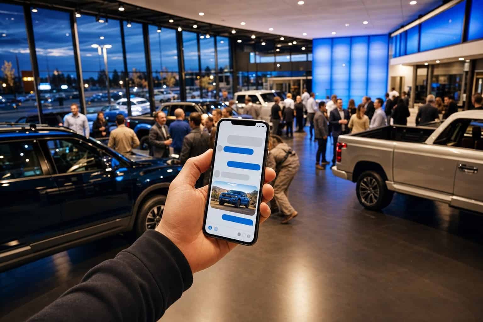 Meta Sales Event driving a packed car dealership showroom with buyers responding through Messenger