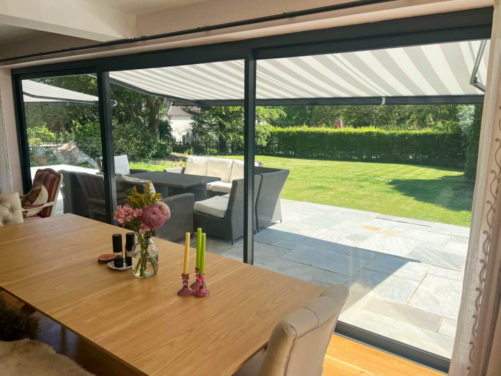 Somfy powered Weinor awning in Itchen Abbas, Alresford, Hampshire