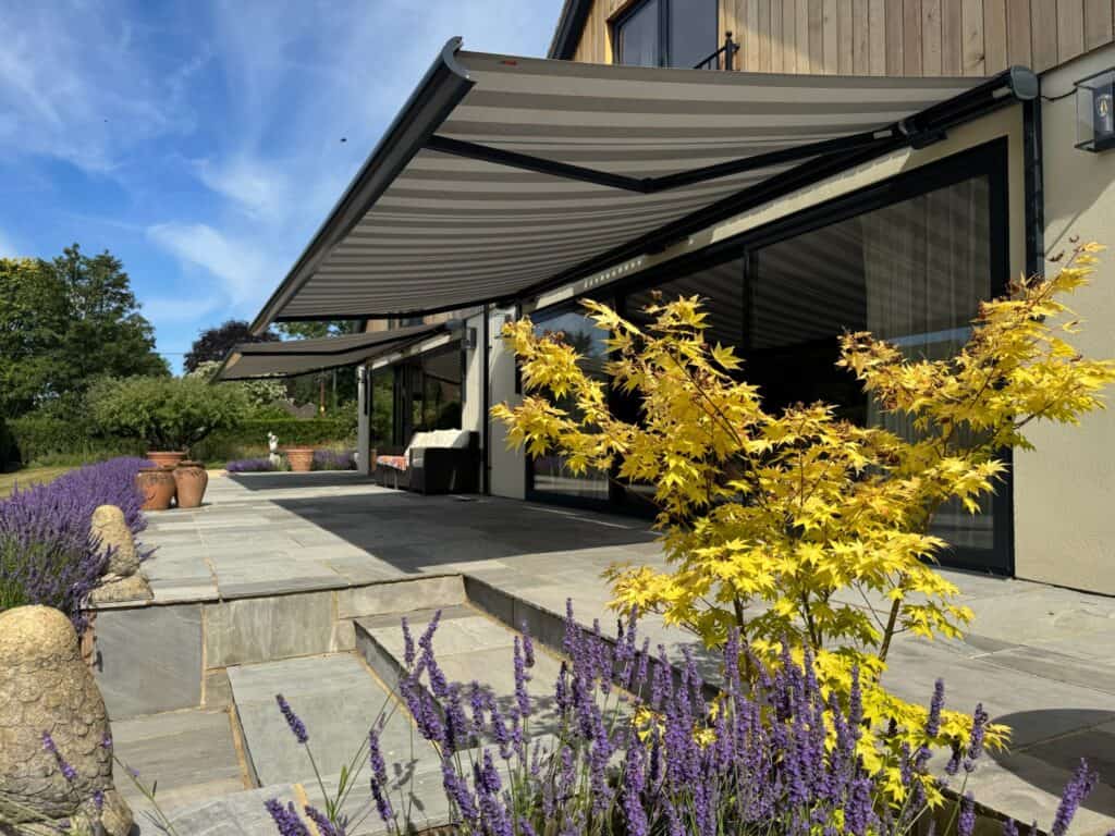 weinor motorised awnings to home in Itchen Abbas Hampshire