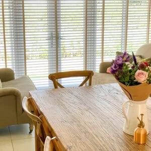 wood Venetian blinds to a dining room and family room in Medstead Alton Hampshire