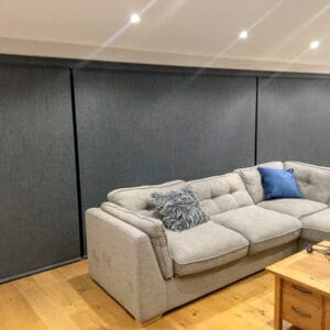 Motorised blackout roller blinds to bifold doors in Bishop's Waltham, Hampshire