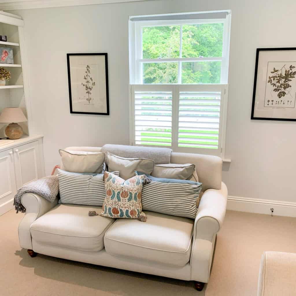 cafe style shutters in a living room