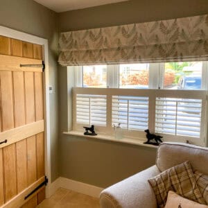 Living room cafe shutters Stockbridge Hampshire