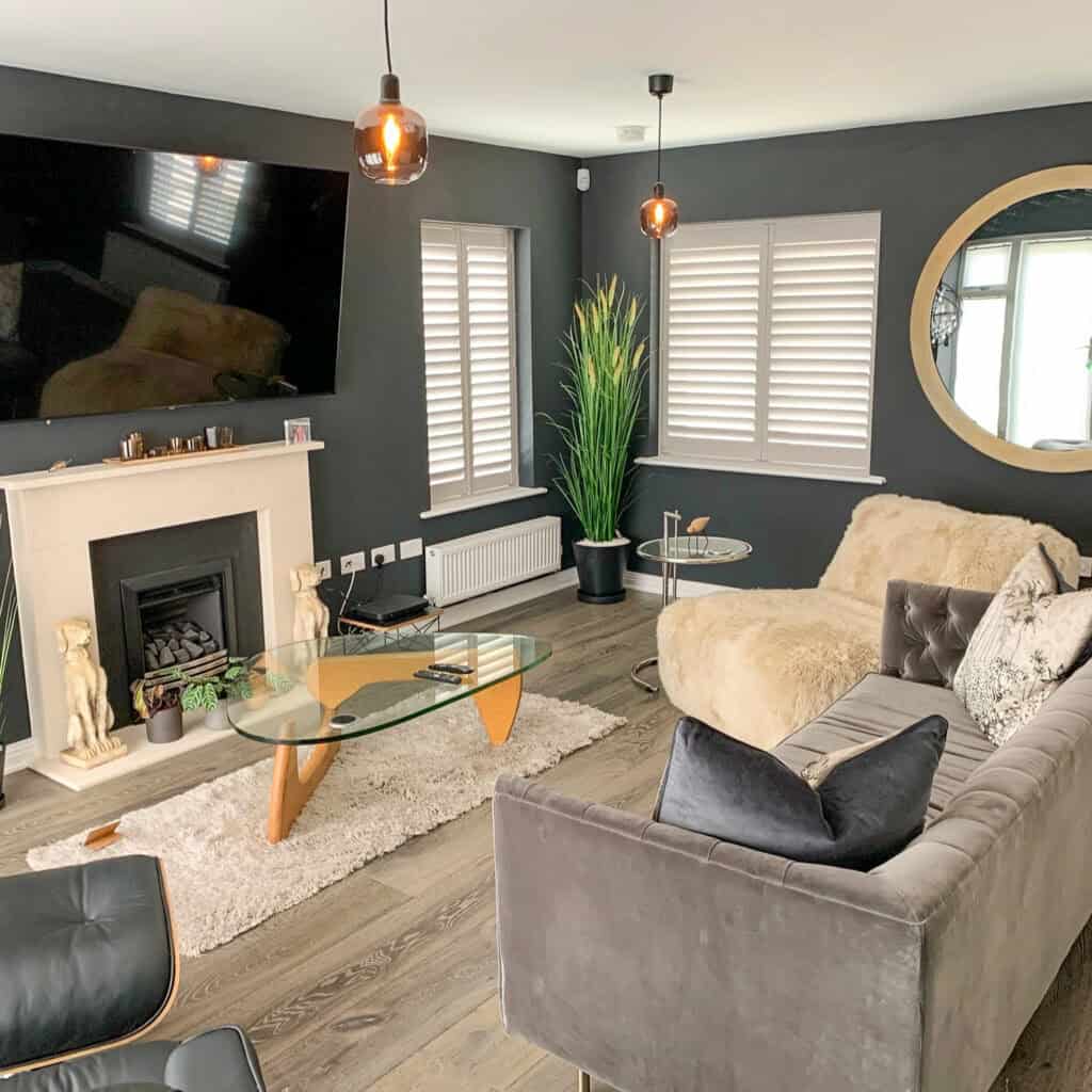living room full height shutters Winchester Hampshire