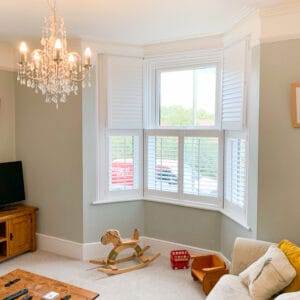 living room tier on tier bay window shutter Eastleigh Hampshire