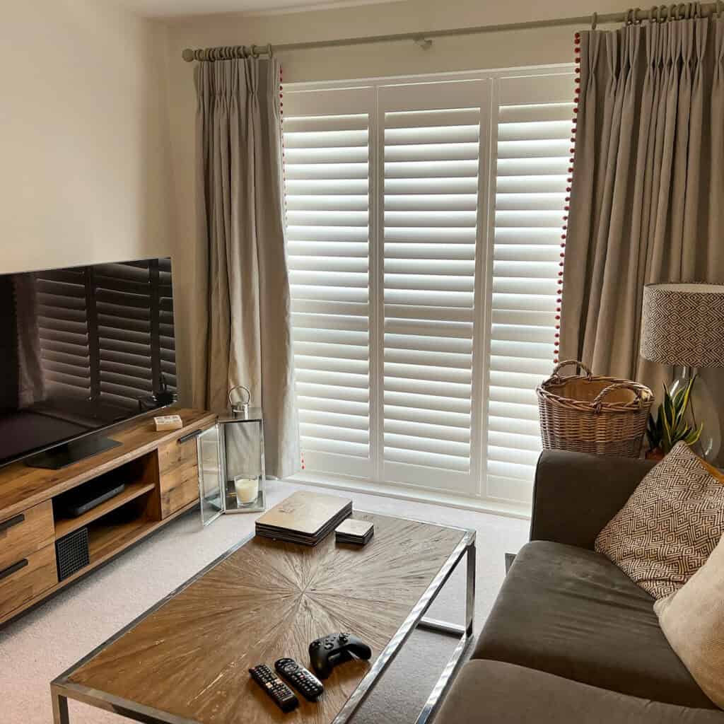 Living room full height shutters Winchester Hampshire