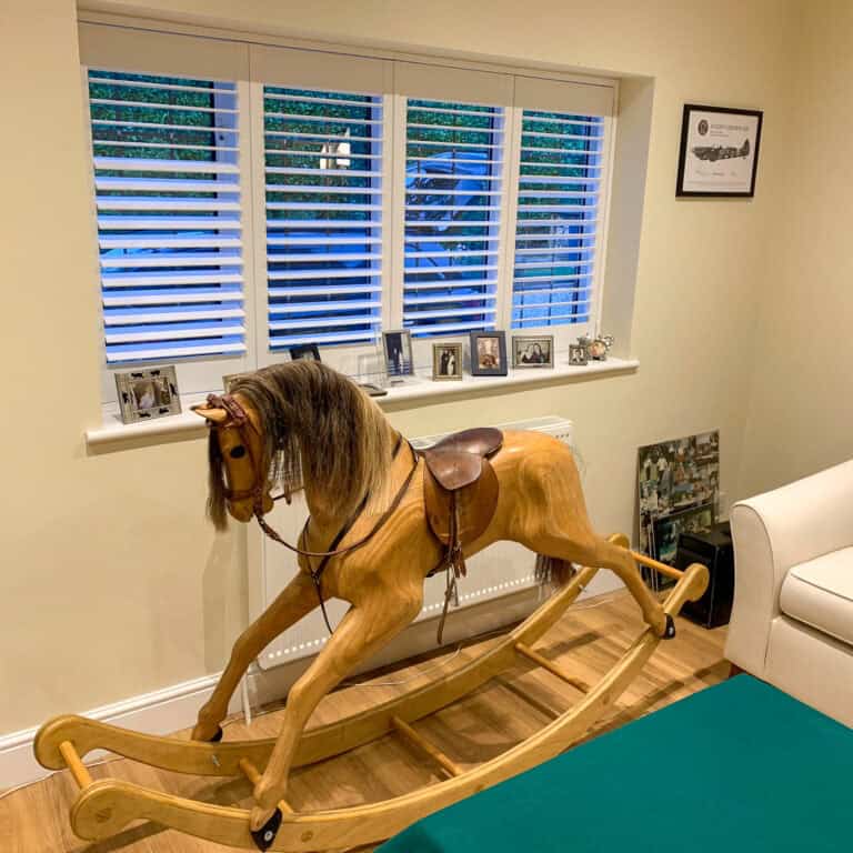 full height plantation shutters in playroom Basingstoke Hampshire