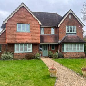 Plantation shutters enhancing kerb appeal of a home in Romsey Hampshire