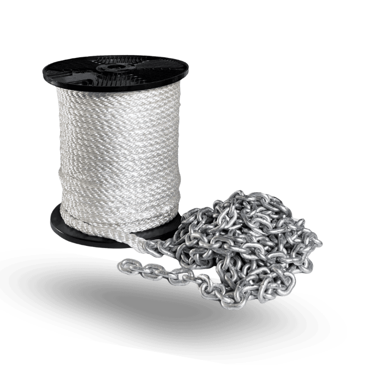 Marine chain and rope spool for windlass systems on boats.