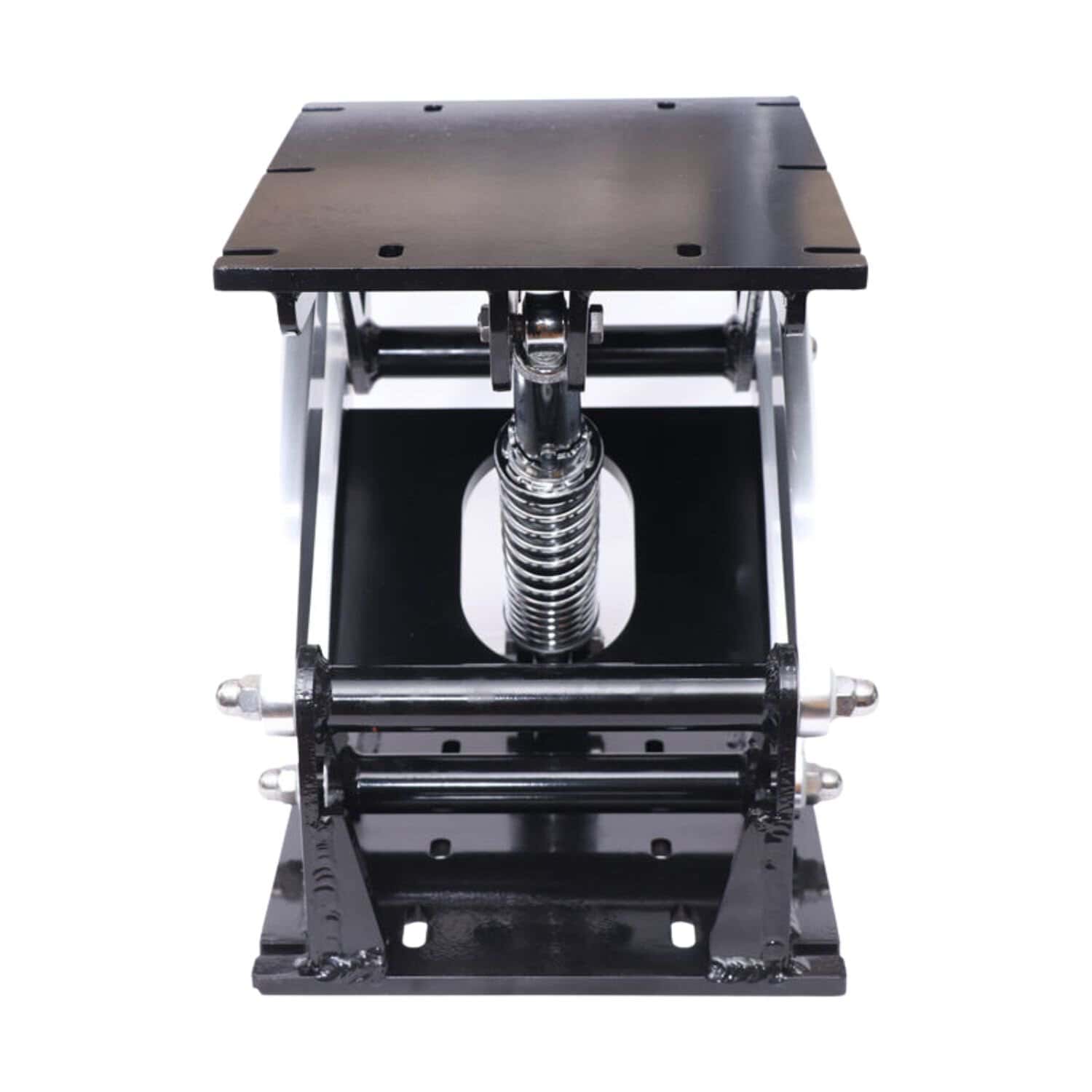Heavy-duty black shock mitigation boat seat suspension base for adjustable seating.