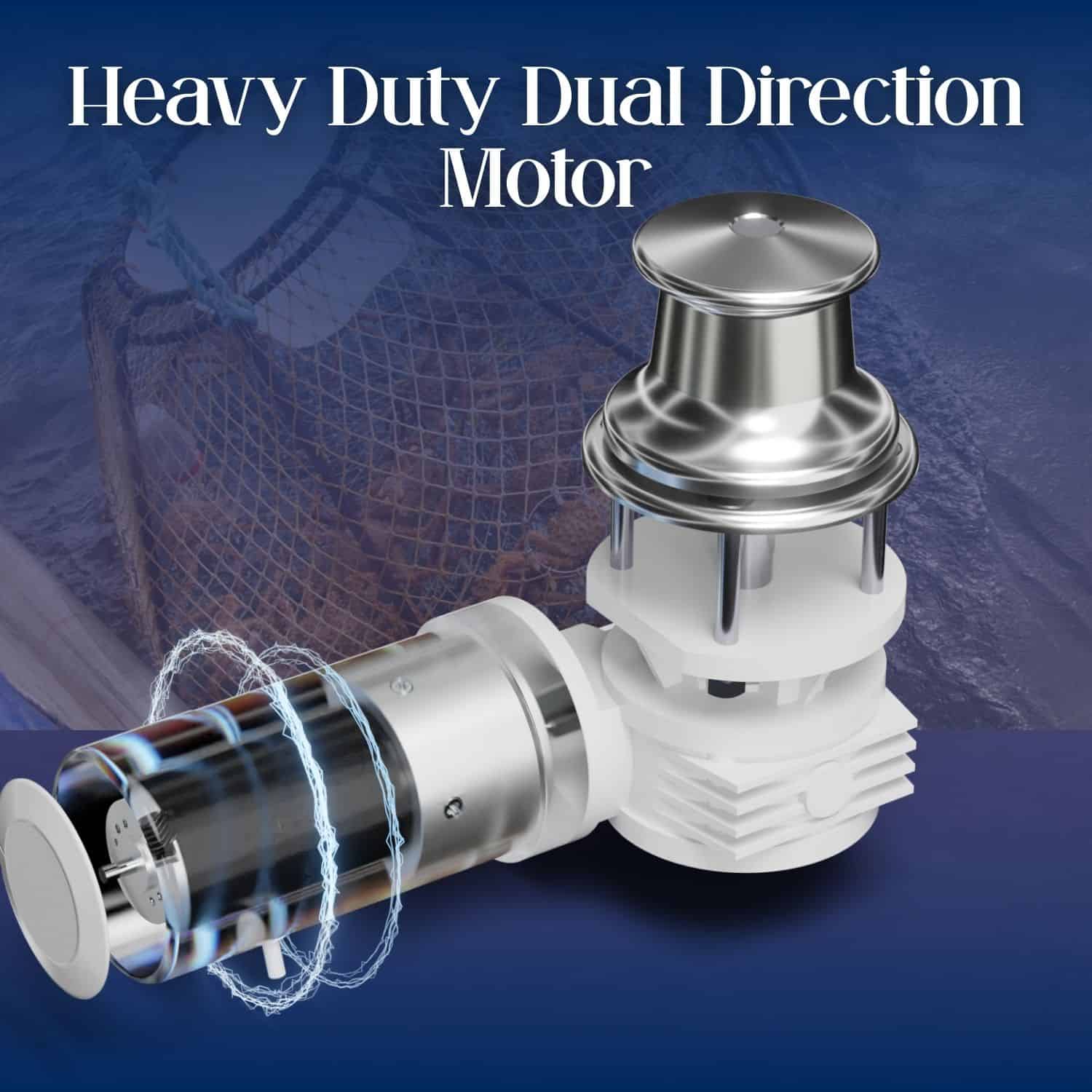 Dual direction marine windlass motor for reliable anchor handling.