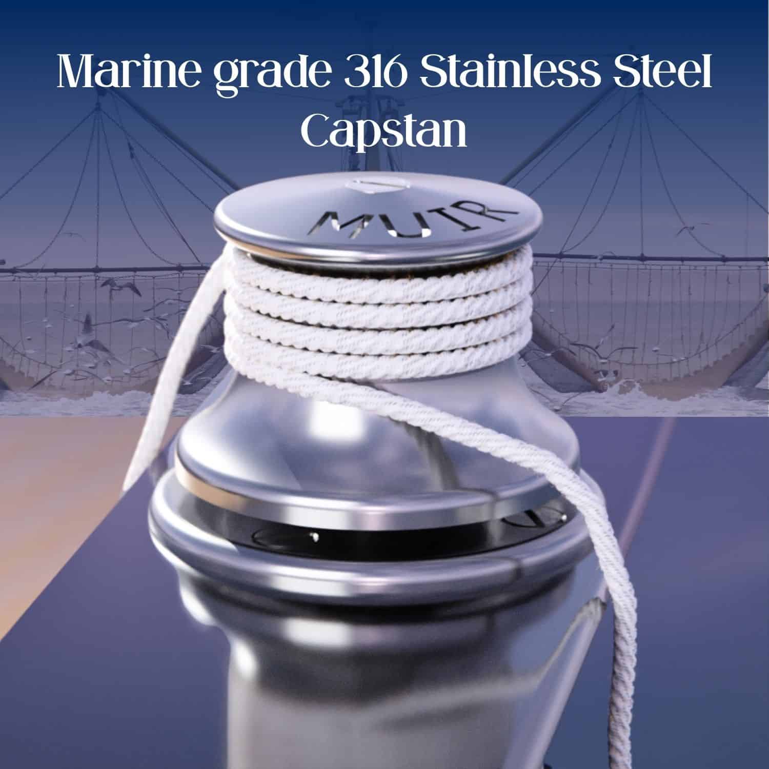 Marine grade 316 stainless steel windlass for reliable boat anchoring solutions.