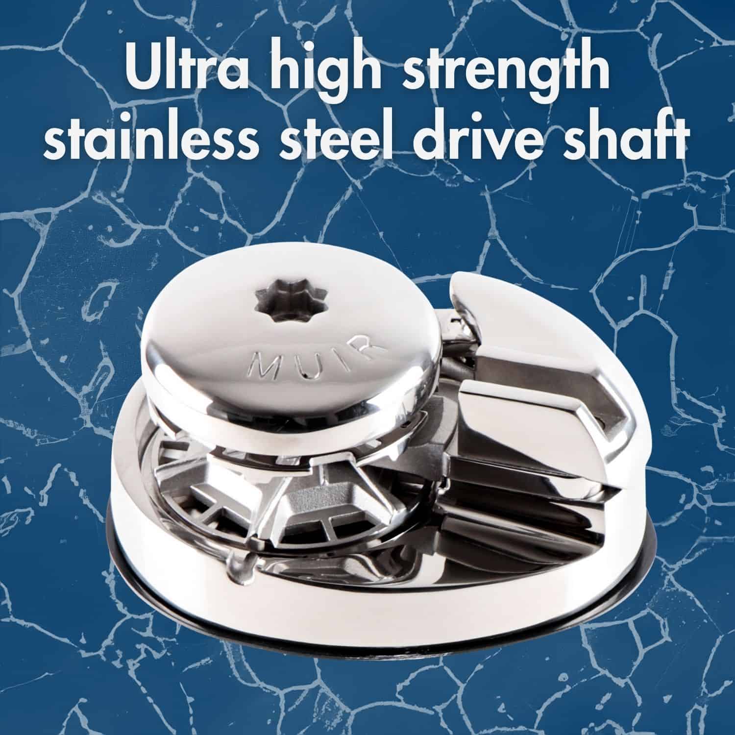 Stainless steel drive shaft for durable marine windlass systems.