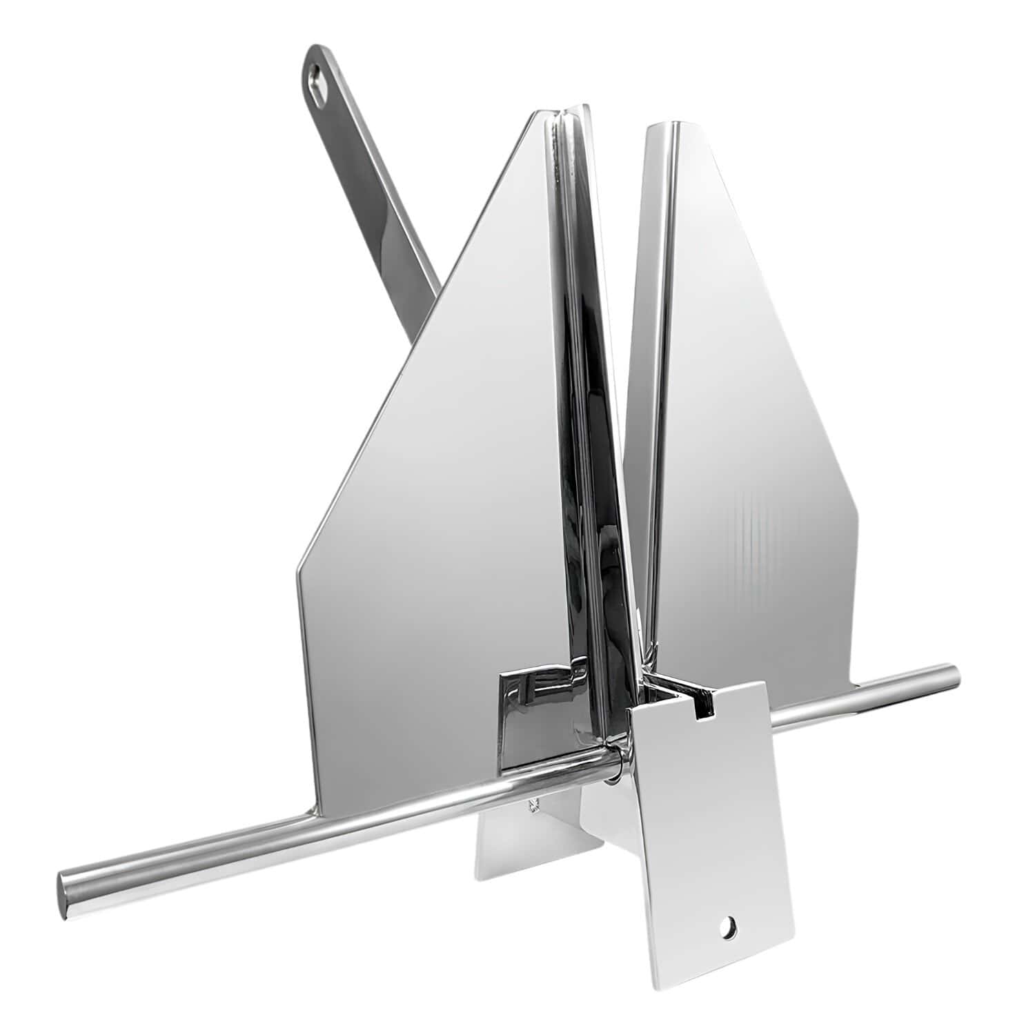 Danforth fluke anchor in 316 stainless steel with twin flat flukes, photographed on a white background