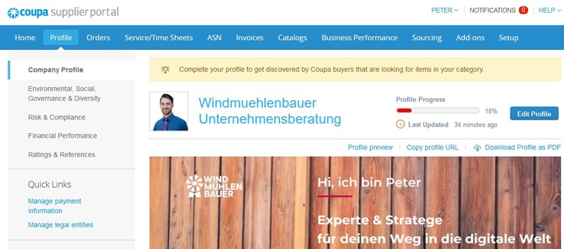 Coupa Lieferantenportal