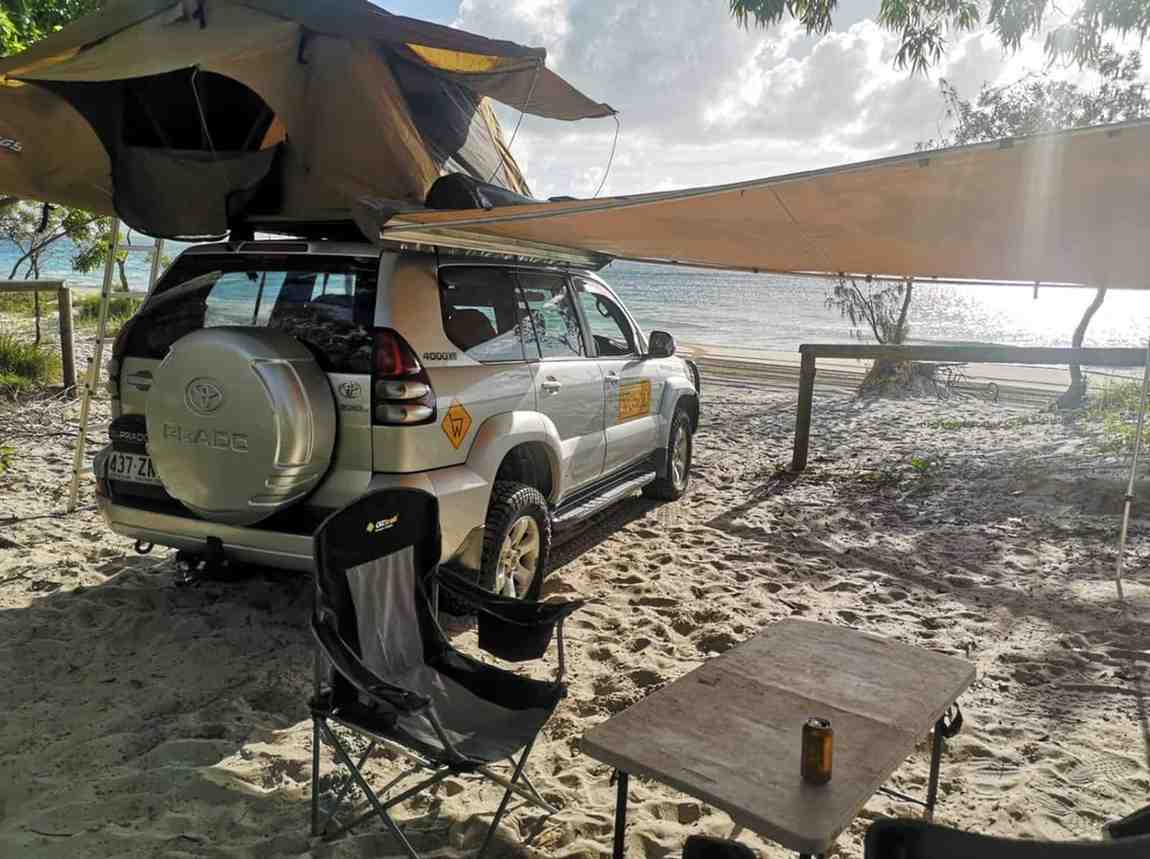 Moreton Island camping package with 4WD rooftop tent