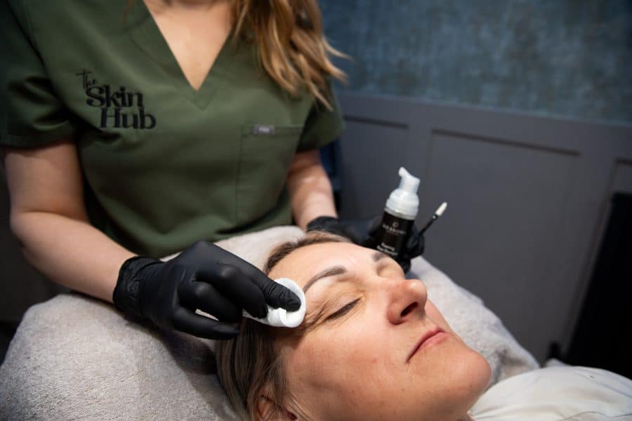 Woman undergoing a professional HD brows treatment
