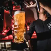 Refreshing beer being poured at Belushi's during the World Cup event.