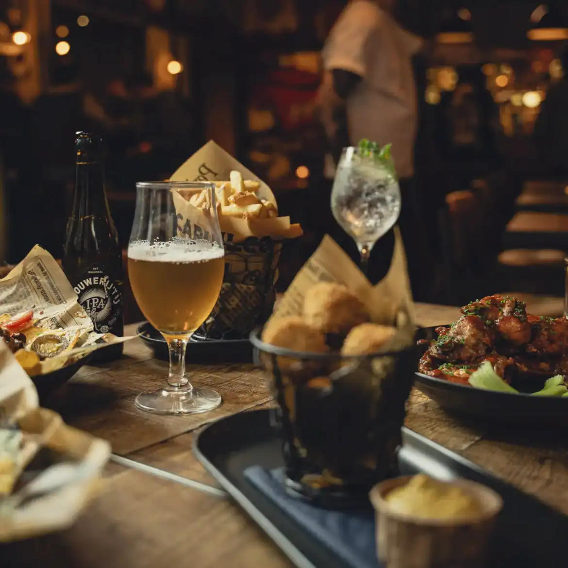 Food and drinks at Belushi's during the World Cup event in Amsterdam.