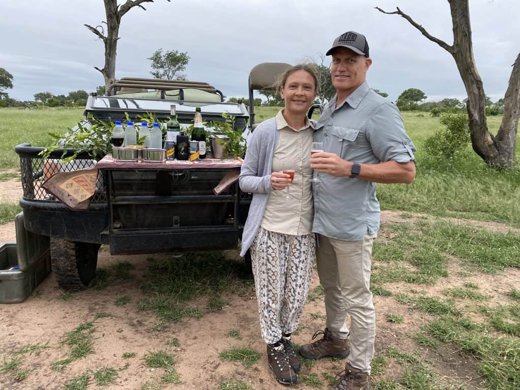 My husband and I on a bucket list safari trip in South Africa. This is one of my favourite trips ever!