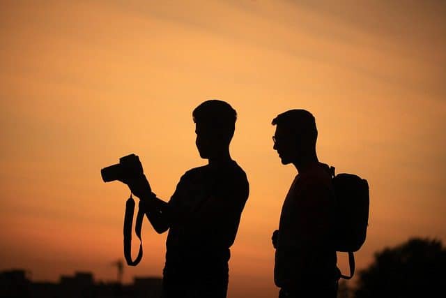 Photographer improving composition
