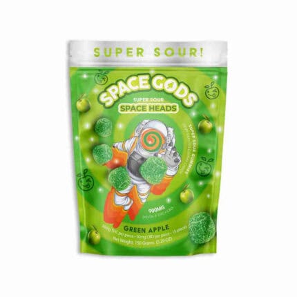Green Apple Space Heads Gummies for space-themed edibles.