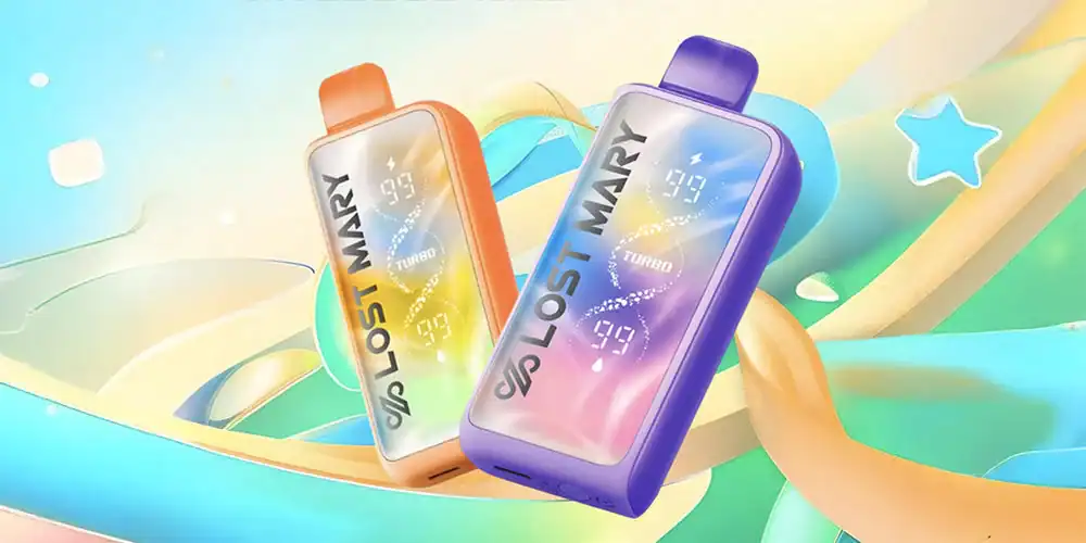 Colorful vaporizer bottles for e-liquid on a playful background.