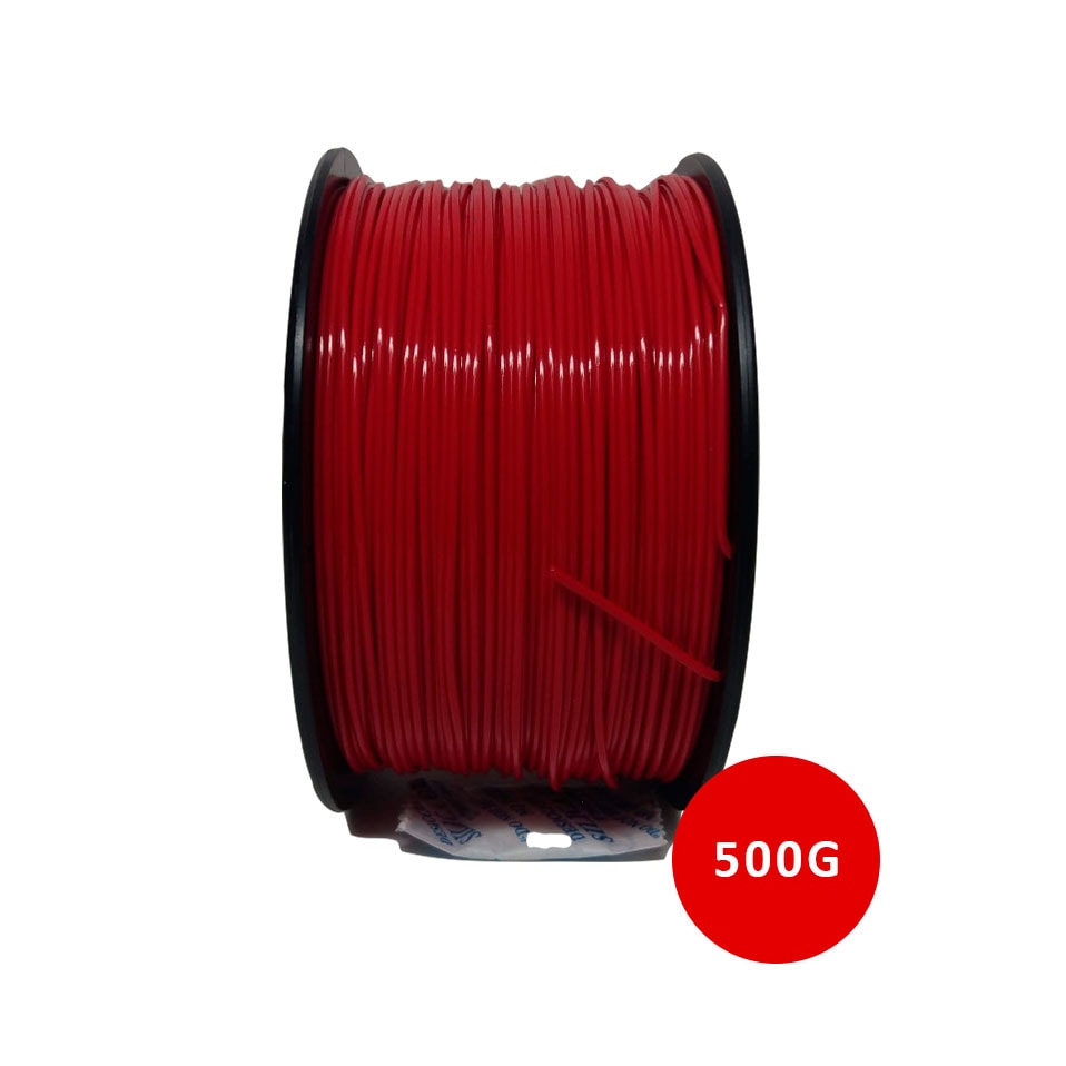 Red filament spool for 3D printing, 500g, ideal for creating prototypes and models, compatible with most 3D printers, high-quality plastic filament, durable and easy to use.