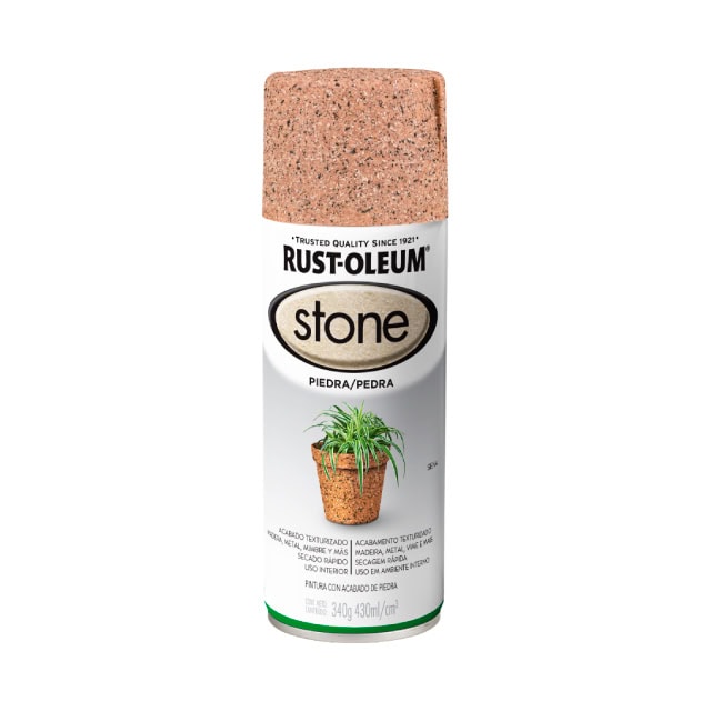 Lata de pintura en aerosol Rust-Oleum Stone efecto piedra para superficies exteriores e interiores.