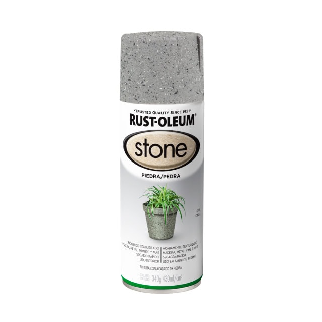 Rozadura de piedra en aerosol Rust-Oleum Stone para decoración y protección de superficies de piedra y madera.