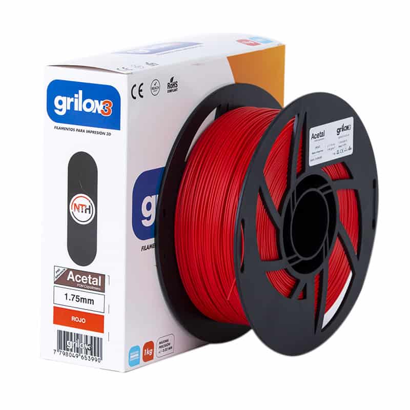 Filamento 3D Grilux 3mm para impresión 3D, color rojo, alta precisión, compatible con impresoras 3D de escritorio, ideal para proyectos de ingeniería y diseño en plástico ABS y PLA.