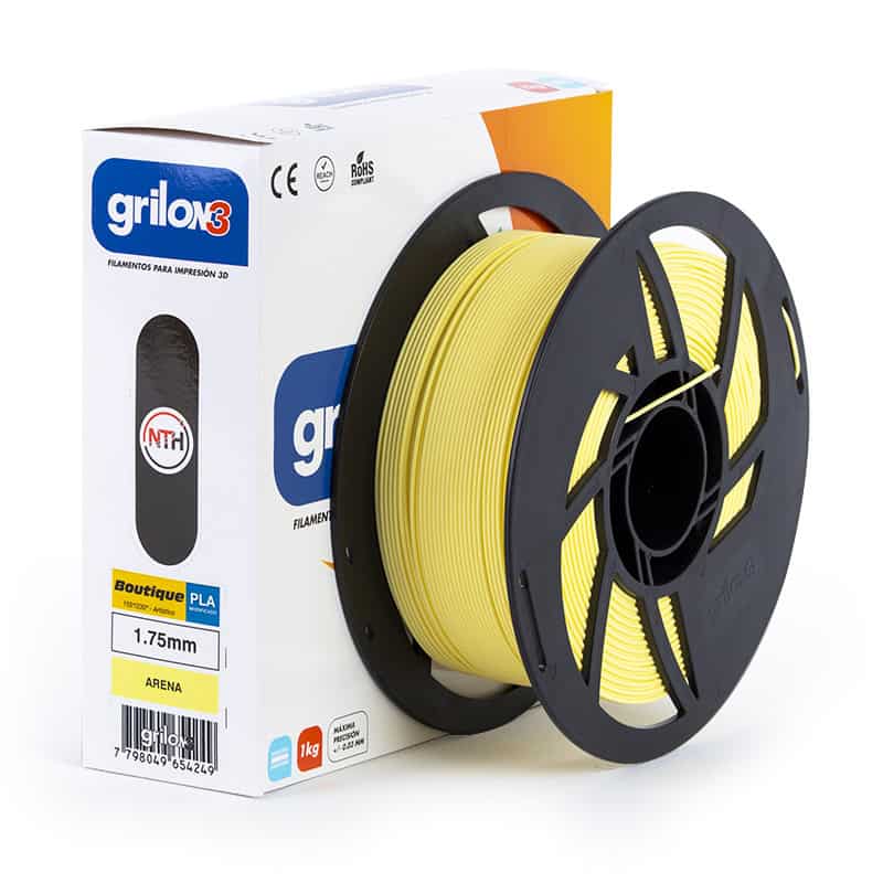Filamento para impresión 3D Grilon3 en color amarillo, adecuado para proyectos de modelado y prototipado con impresoras 3D FDM.
