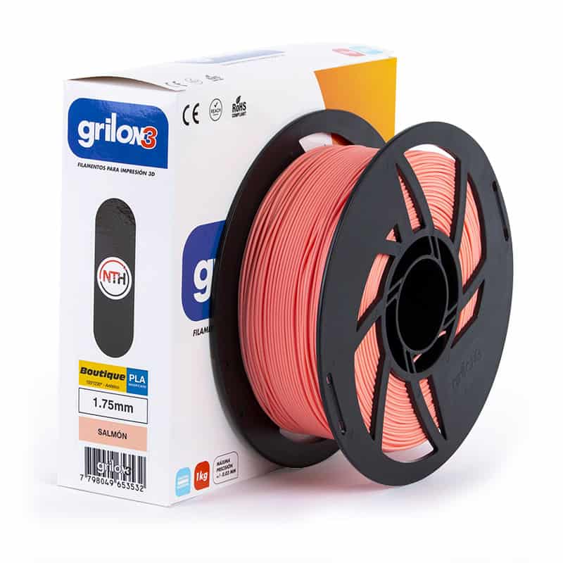 Filamento 3D Grilux para impresión 3D, 1.75mm, filamento plástico PLA, color salmón, compatible con impresoras 3D, alta calidad, duradero y fácil de usar.