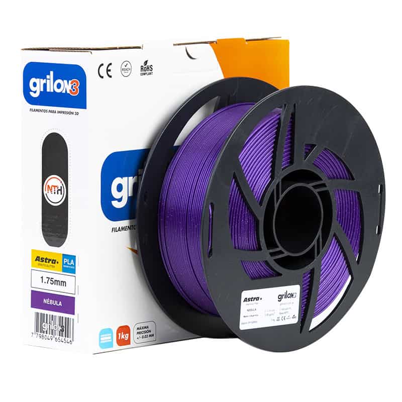 Filamento de impresión 3D filamento de plástico de alta calidad para impresoras 3D, compatible con Astra y otras marcas, filamentum para impresión 3D en color negro y morado.