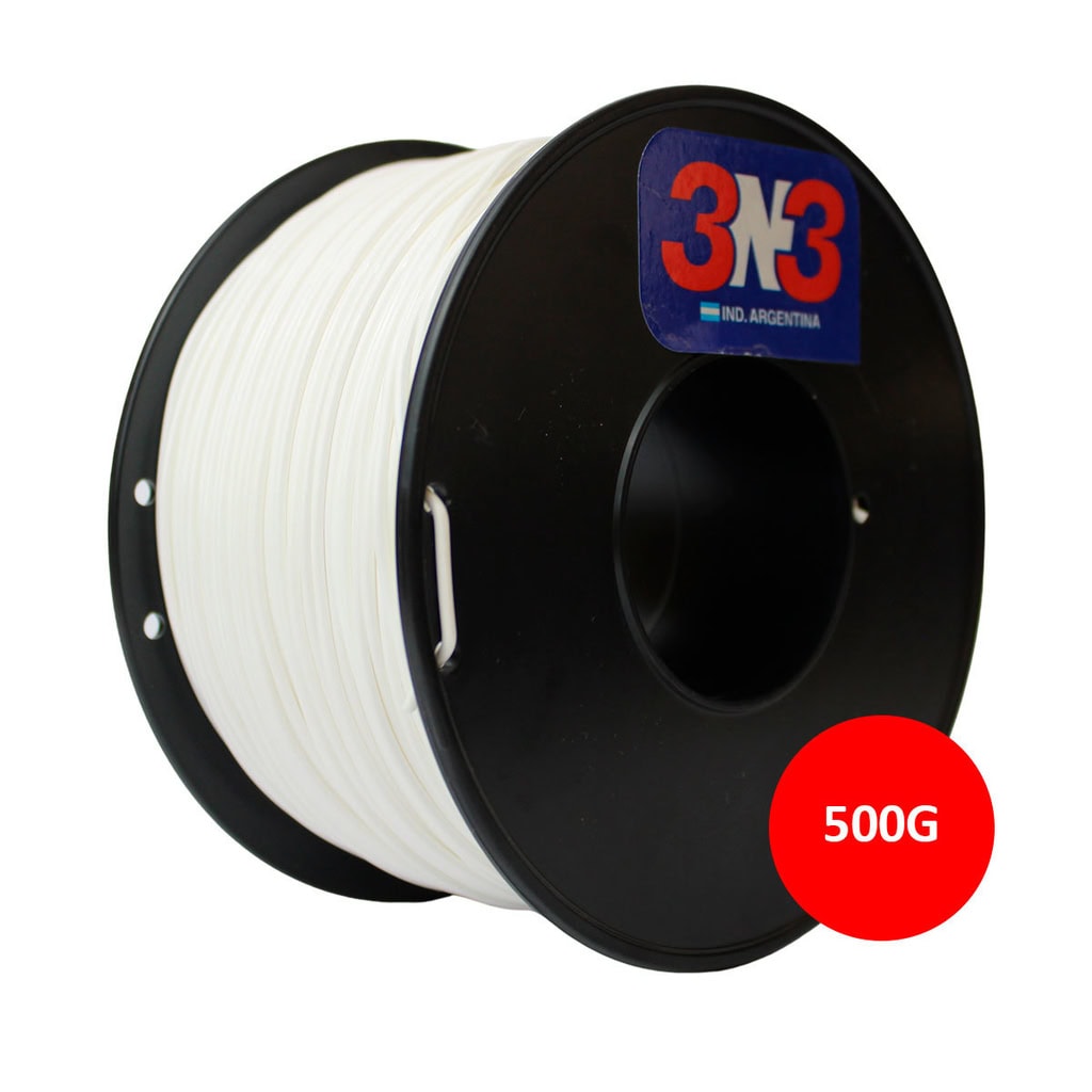 Filamento 3D PLA de alta calidad para impresión 3D, 500g, color blanco, compatible con impresoras 3D, ideal para modelos y prototipos.