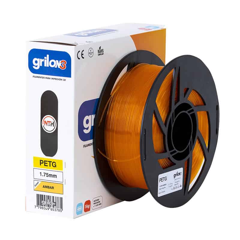 Filamento 3D PETG Grilux 3mm para impresión 3D, resistente y duradero, ideal para proyectos de modelado y prototipado.